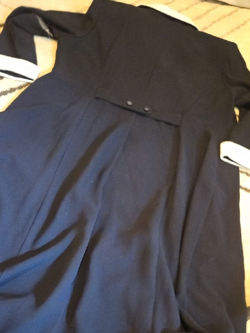 Danny & Nicole Dark Navy Dress with White Trim - Picture 6 of 6